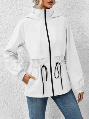 Stylish Regular Fit Plain Full Zip Long Sleeve Jacket - Image 7