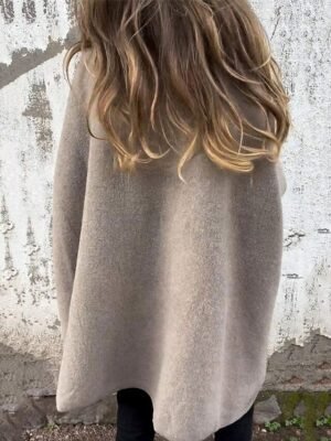 Stylish Regular Fit Plain Fur Collar 3/4 Sleeve Coat - Image 3