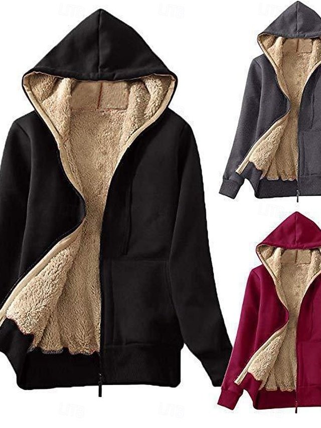 Stylish Regular Fit Plain Hoodie Long Sleeve Winter Coat - Image 1