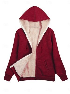 Stylish Regular Fit Plain Hoodie Long Sleeve Winter Coat - Image 13
