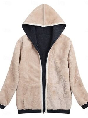 Stylish Regular Fit Plain Hoodie Long Sleeve Winter Coat - Image 14