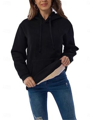 Stylish Regular Fit Plain Hoodie Long Sleeve Winter Coat - Image 2
