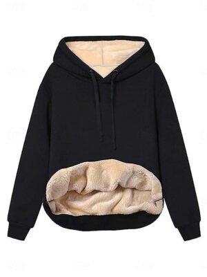 Stylish Regular Fit Plain Hoodie Long Sleeve Winter Coat - Image 4