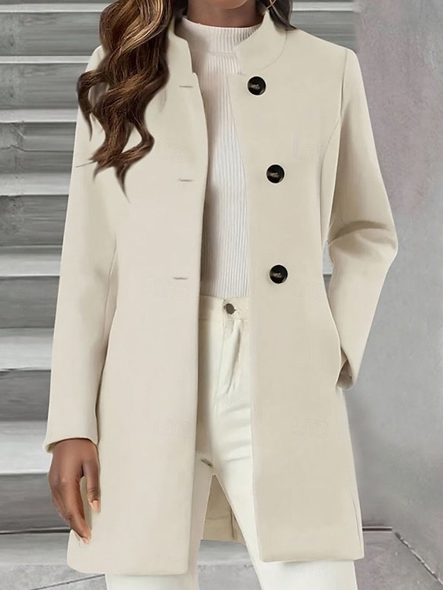Stylish Regular Fit Plain Long Sleeve Coat - Image 1