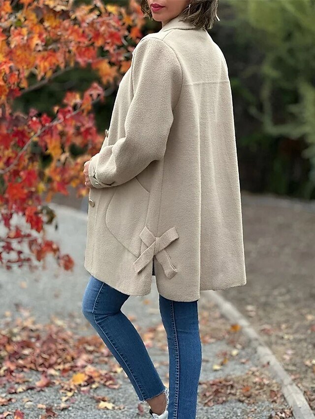 Stylish Regular Fit Plain Long Sleeve Coat - Image 2