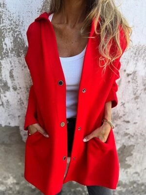 Stylish Regular Fit Plain Long Sleeve Coat - Image 2