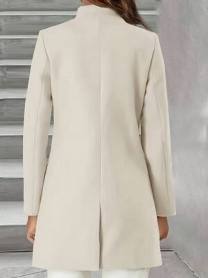 Stylish Regular Fit Plain Long Sleeve Coat - Image 2