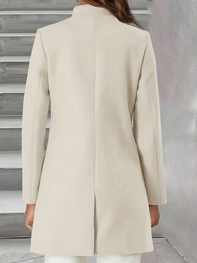 Stylish Regular Fit Plain Long Sleeve Coat - Image 2