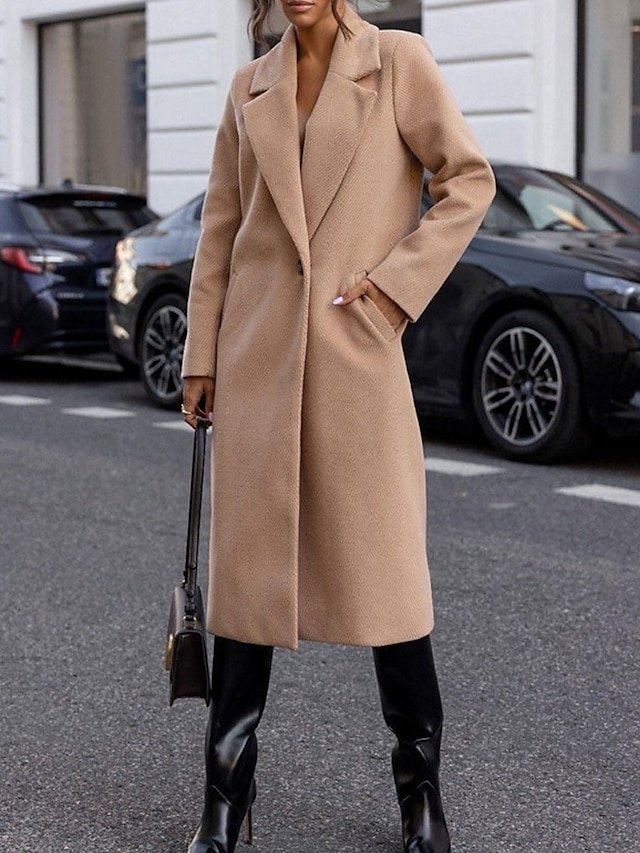 Stylish Regular Fit Plain Long Sleeve Long Coat - Image 1