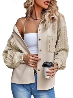 Stylish Regular Fit Plain Long Sleeve Long Coat - Image 1