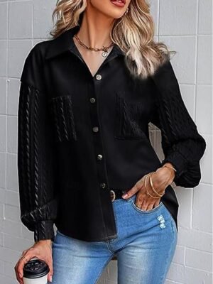 Stylish Regular Fit Plain Long Sleeve Long Coat - Image 4