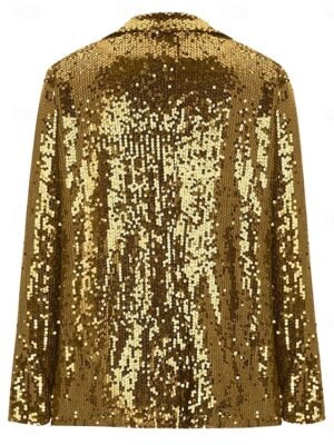Stylish Regular Fit Plain Long Sleeve Sequin Jacket - Image 2