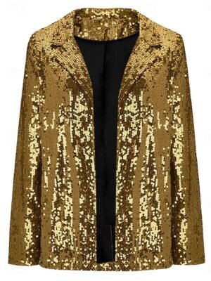 Stylish Regular Fit Plain Long Sleeve Sequin Jacket - Image 3