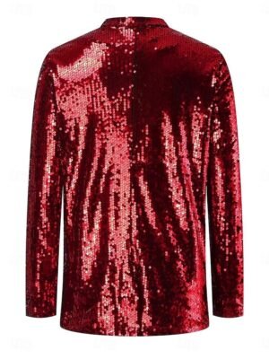 Stylish Regular Fit Plain Long Sleeve Sequin Jacket - Image 6