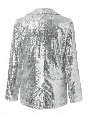 Stylish Regular Fit Plain Long Sleeve Sequin Jacket - Image 8