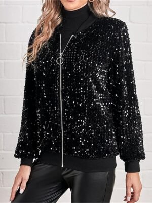 Stylish Regular Fit Plain Long Sleeve Short Bomber Jacket - Image 1