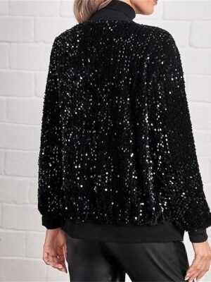 Stylish Regular Fit Plain Long Sleeve Short Bomber Jacket - Image 3