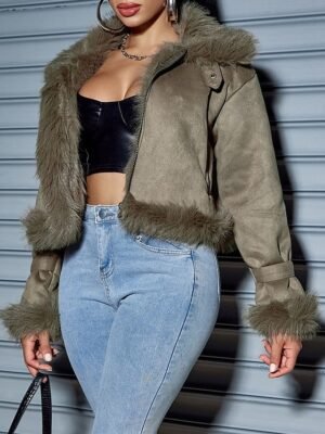 Stylish Regular Fit Plain Long Sleeve Short Coat - Image 6