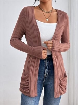 Stylish Regular Fit Plain Long Sleeve Thermal Coat - Image 1