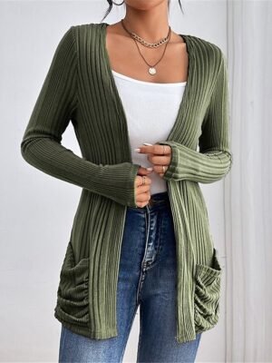 Stylish Regular Fit Plain Long Sleeve Thermal Coat - Image 5
