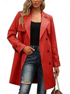 Stylish Regular Fit Plain Long Sleeve Thermal Coat - Image 5