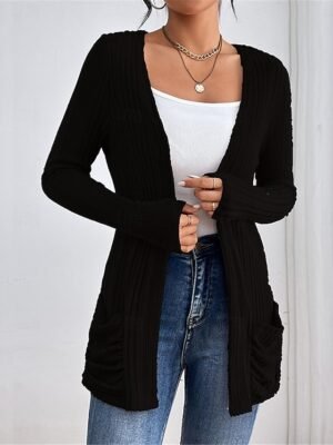 Stylish Regular Fit Plain Long Sleeve Thermal Coat - Image 6