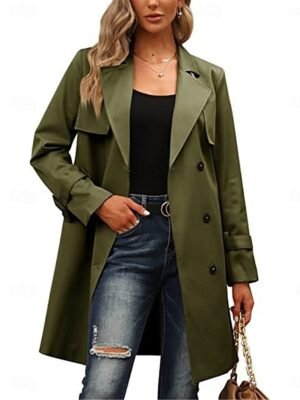 Stylish Regular Fit Plain Long Sleeve Thermal Coat - Image 9