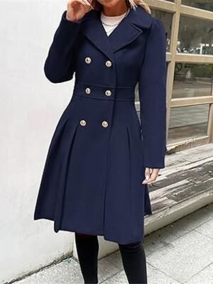 Stylish Regular Fit Plain Long Sleeve Winter Coat - Image 1