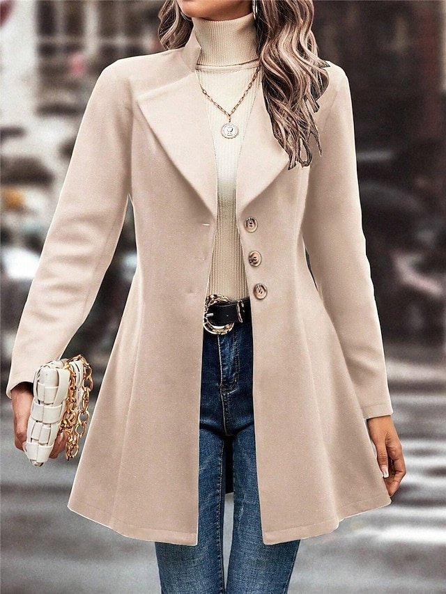 Stylish Regular Fit Plain Long Sleeve Winter Coat - Image 1