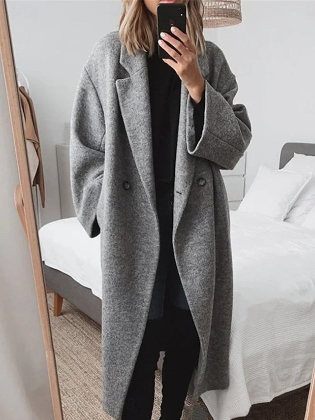 Stylish Regular Fit Plain Long Sleeve Winter Coat - Image 1
