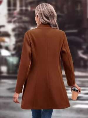 Stylish Regular Fit Plain Long Sleeve Winter Coat - Image 10