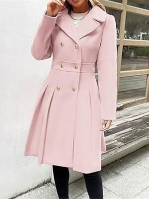 Stylish Regular Fit Plain Long Sleeve Winter Coat - Image 10