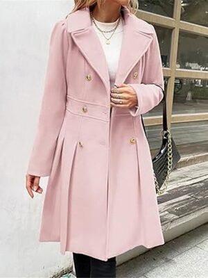 Stylish Regular Fit Plain Long Sleeve Winter Coat - Image 11