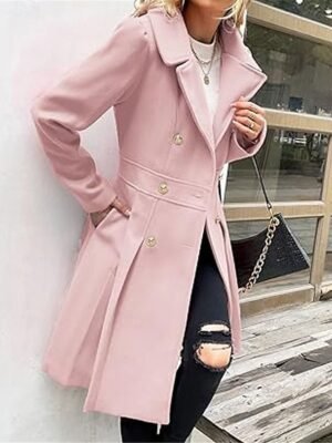 Stylish Regular Fit Plain Long Sleeve Winter Coat - Image 12