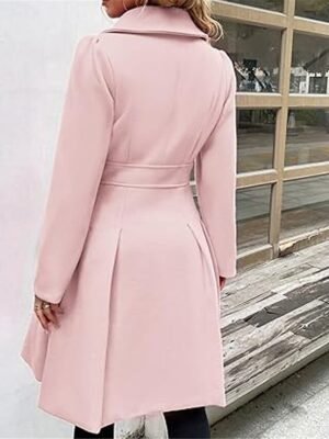 Stylish Regular Fit Plain Long Sleeve Winter Coat - Image 13