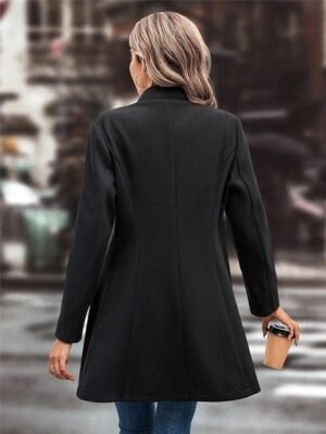 Stylish Regular Fit Plain Long Sleeve Winter Coat - Image 15