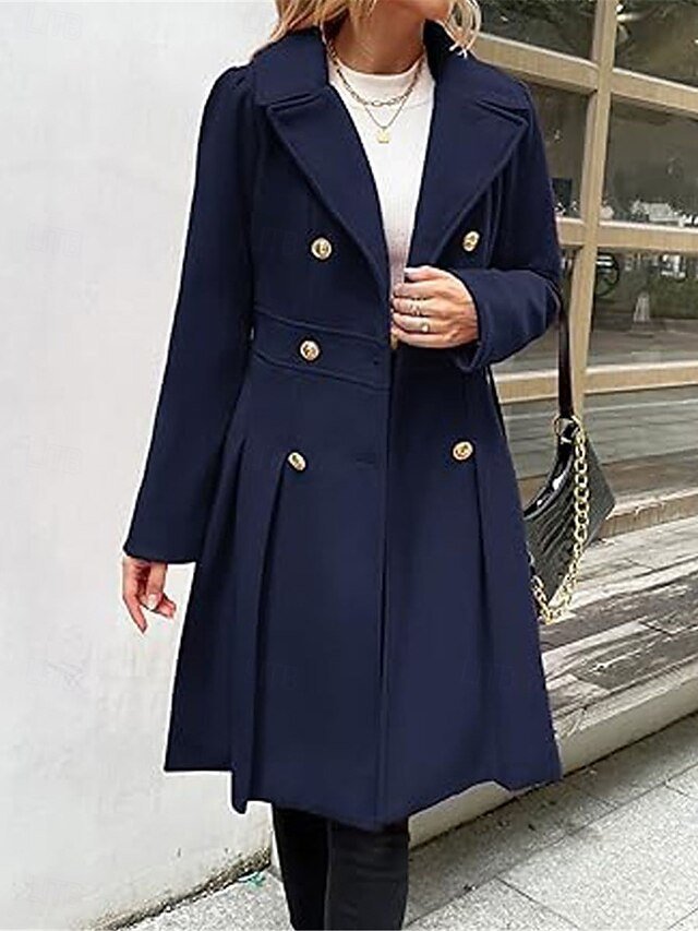 Stylish Regular Fit Plain Long Sleeve Winter Coat - Image 2