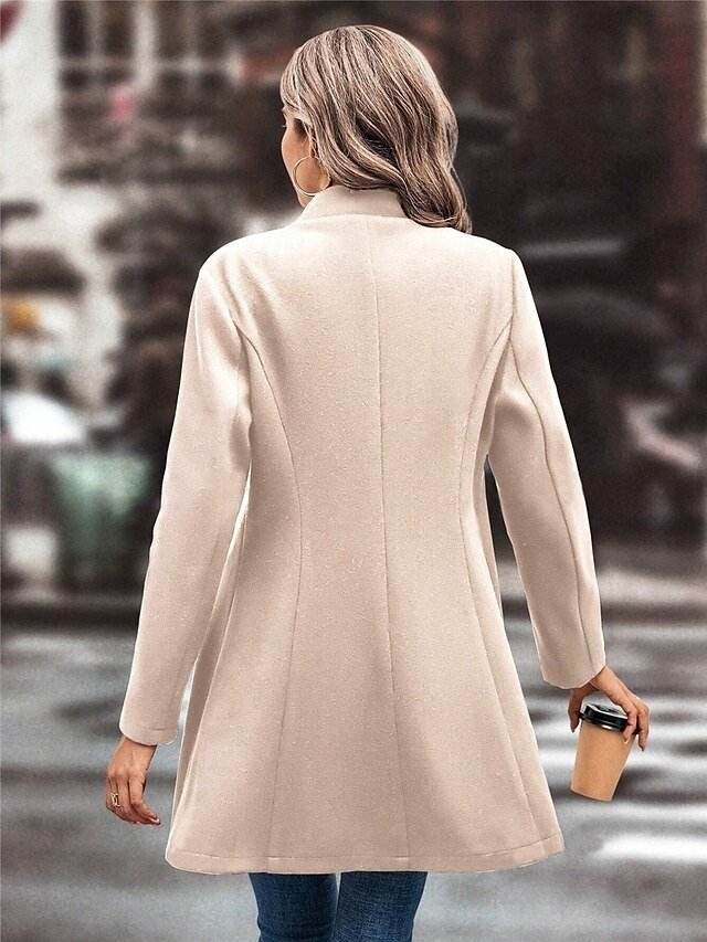 Stylish Regular Fit Plain Long Sleeve Winter Coat - Image 2