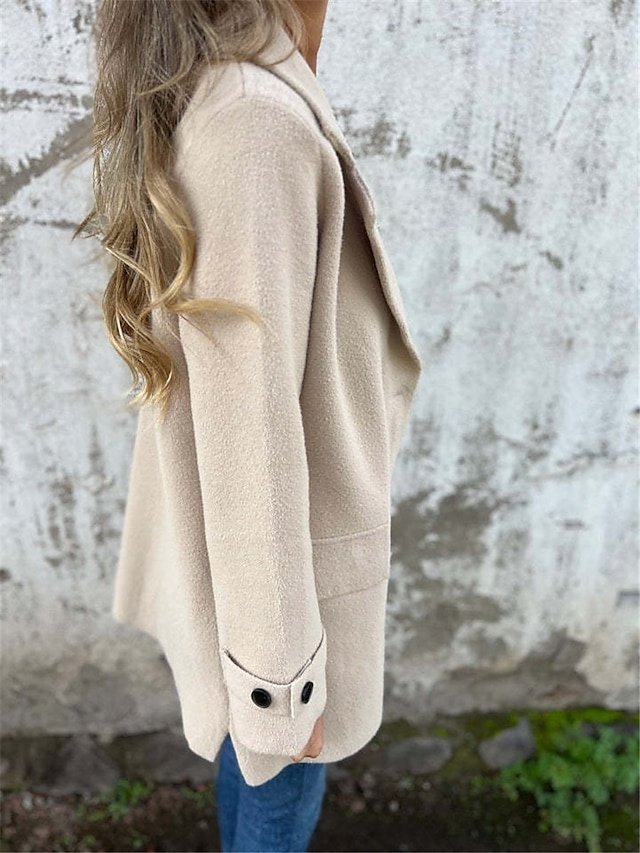 Stylish Regular Fit Plain Long Sleeve Winter Coat - Image 2