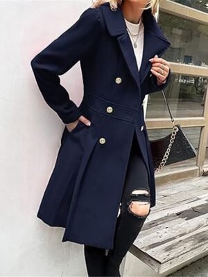 Stylish Regular Fit Plain Long Sleeve Winter Coat - Image 3