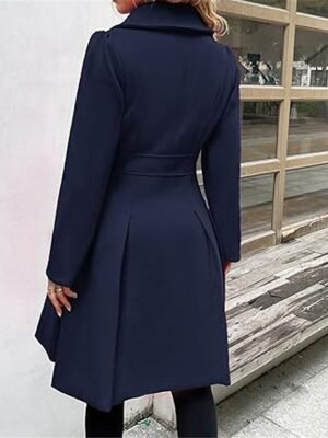 Stylish Regular Fit Plain Long Sleeve Winter Coat - Image 4