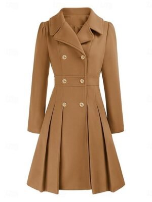 Stylish Regular Fit Plain Long Sleeve Winter Coat - Image 5