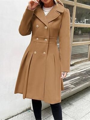Stylish Regular Fit Plain Long Sleeve Winter Coat - Image 6