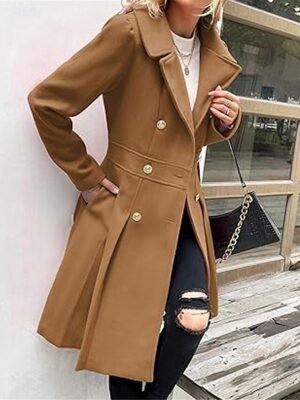 Stylish Regular Fit Plain Long Sleeve Winter Coat - Image 7