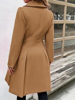 Stylish Regular Fit Plain Long Sleeve Winter Coat - Image 8