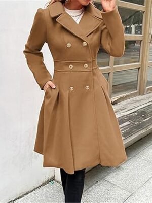 Stylish Regular Fit Plain Long Sleeve Winter Coat - Image 9