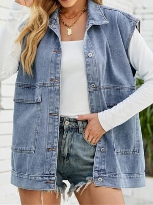 Stylish Regular Fit Plain Sleeveless Vest - Image 1