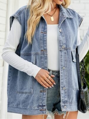 Stylish Regular Fit Plain Sleeveless Vest - Image 2