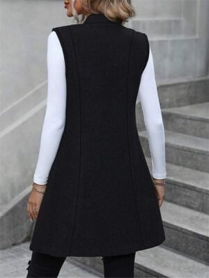 Stylish Regular Fit Plain Sleeveless Vest - Image 3