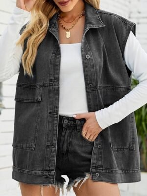 Stylish Regular Fit Plain Sleeveless Vest - Image 5